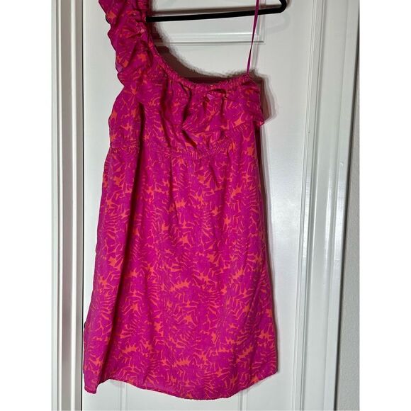 Lane Bryant size 18 pink and orange summer one shoulder dress - Picture 2 of 6